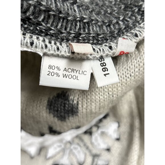 Vintage Dunn & Co. Nordic Snowflake Knit Sweater Mens L Wool Blend Gray & Cream - Picture 6 of 8